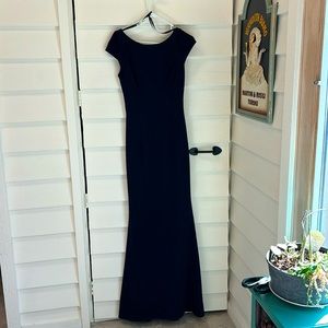 Katie May floor length navy prom/evening gown, tried on but never worn.